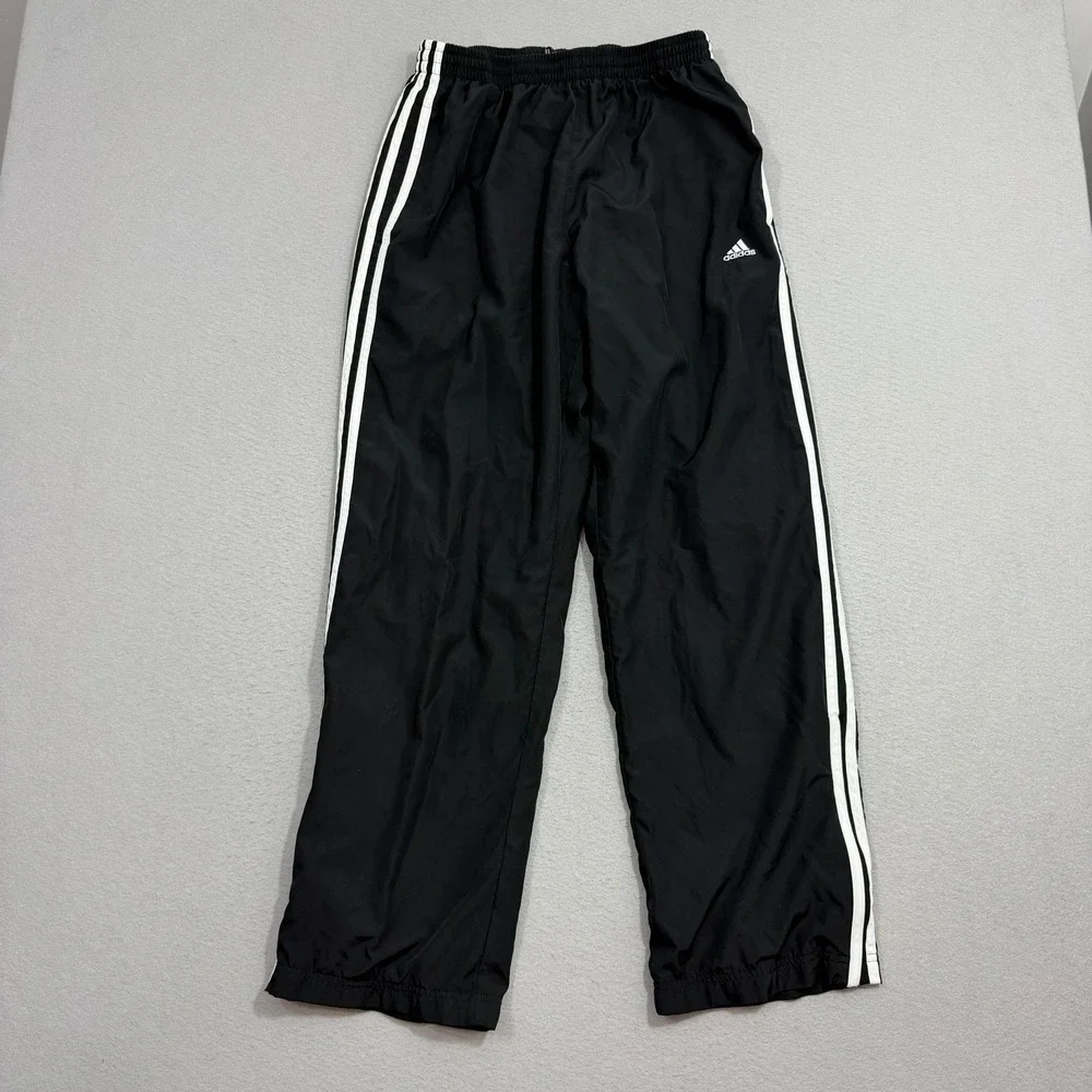 Vintage Adidas Windbreaker Track Pants Size Medium Black White Striped y2k 2000s
